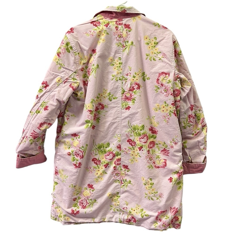 Vintage Pink Floral Reversible Button Flap Pockets Collared Jacket Coat Size XL - Picture 12 of 16